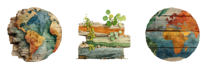 Artistic Painted Design on Textured Salvaged Wood Planks