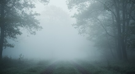 Misty forest path