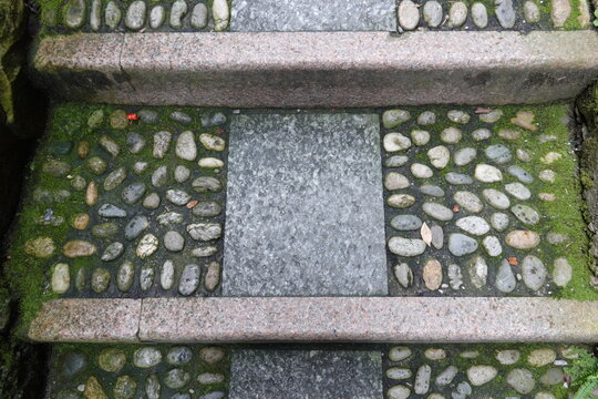 detail of a stone stairsteps building