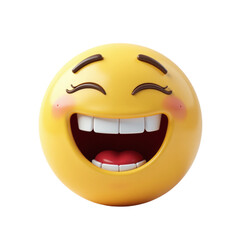 Fototapeta premium Joyful 3D emoji, laughing heartily. Perfect for websites, apps, social media, and marketing. Conveys happiness and fun.