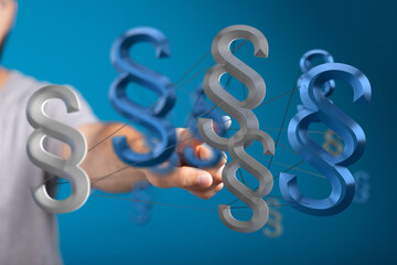 Abstract image of interconnected paragraph symbols.  Ideal for legal, law, and justice concepts.