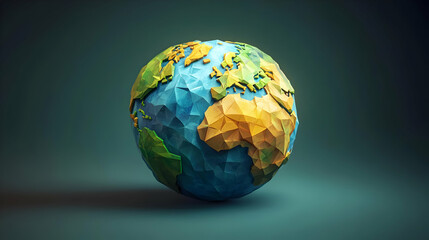 Fototapeta premium Low Poly Earth Globe Digital Illustration