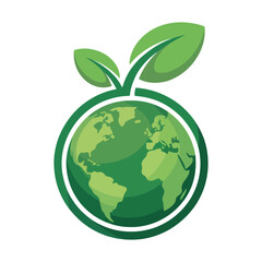 Green Earth Globe with Leaves Symbolizing Growth and Sustainability Representing Environmental Awareness and Eco Friendly Practices Isolated on a White Background for Easy