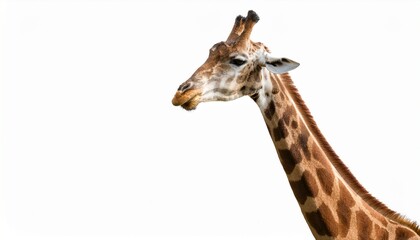 Fototapeta premium Giraffe Portrait Majestic Neck, Brown Spots, African Wildlife