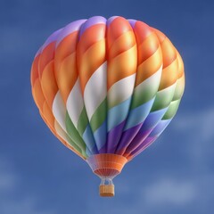 Fototapeta premium Colorful Hot Air Balloon Soaring High in Blue Sky