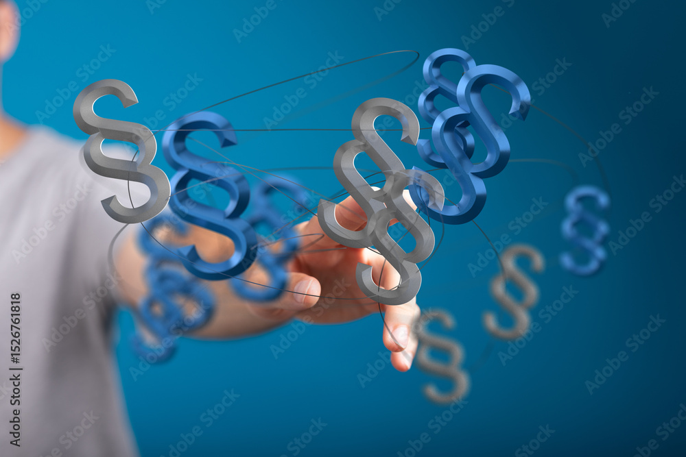 Poster abstract image of interconnected paragraph symbols, representing global legal network and collaborat