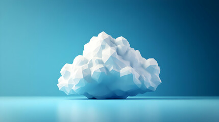 Low Poly White Cloud on Blue Background 3D Render