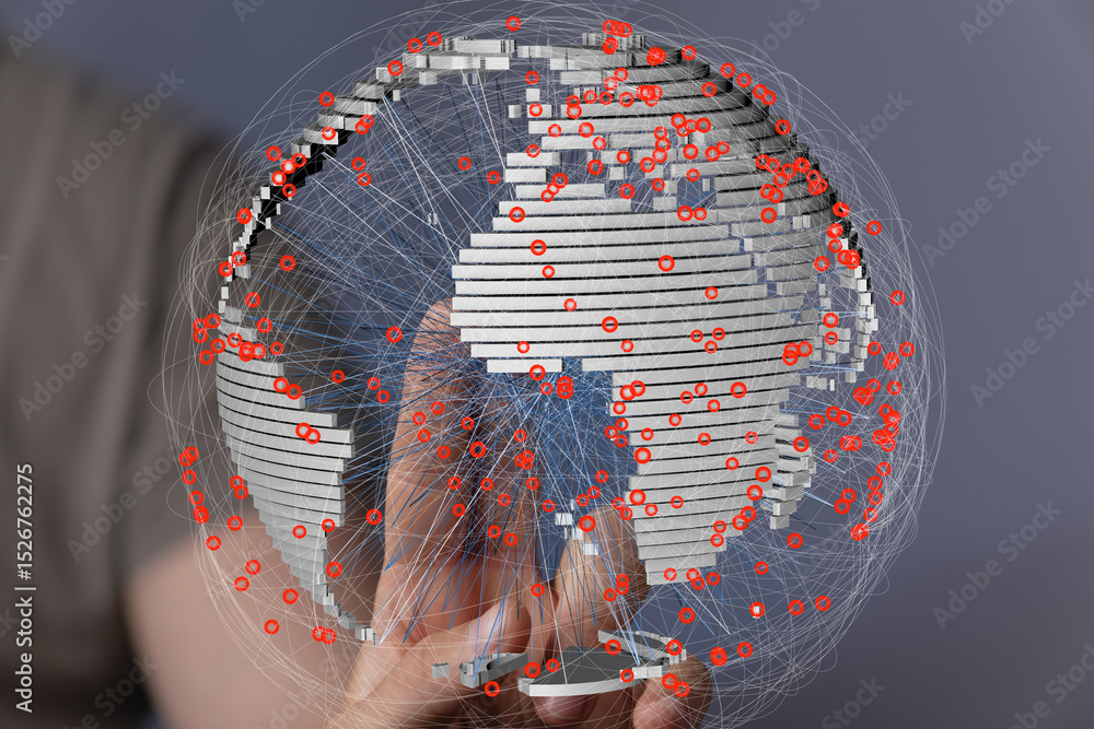 Fototapete a 3d rendering of a global network, illustrating interconnectedness and data flow.