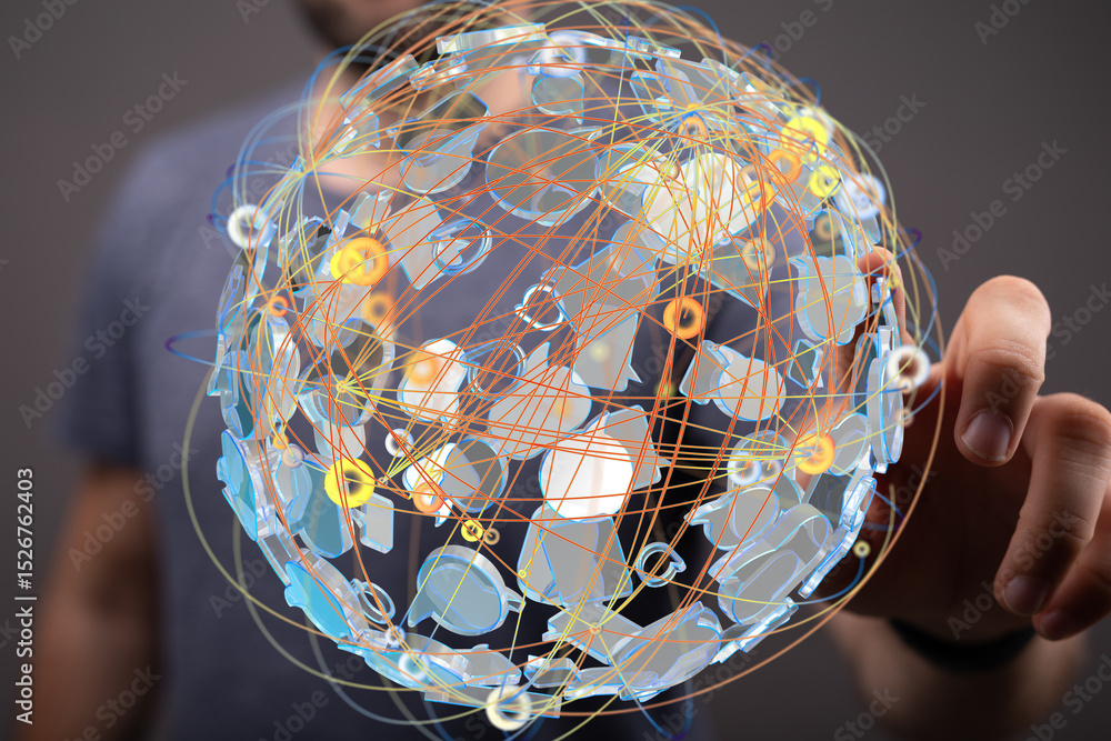 Poster Abstract image of a digital network, representing global connectivity and data flow.