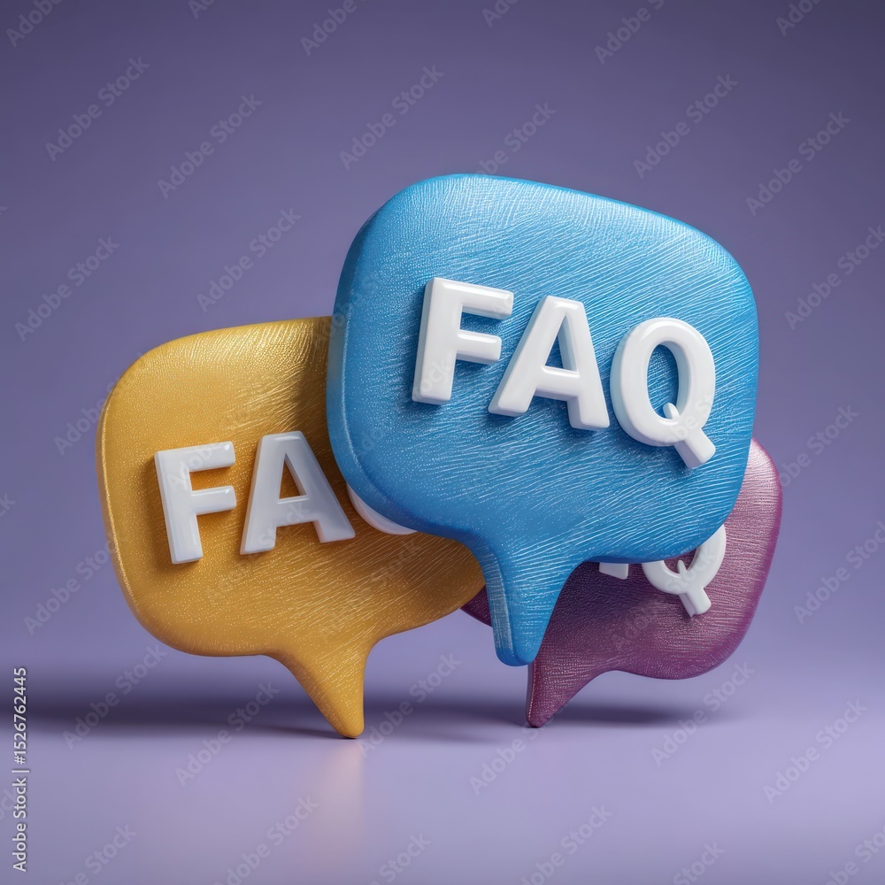 Poster 3d faq speech bubbles communication questions answers support help