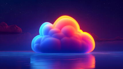 Luminous Cloud Formation Over Calm Water at Night