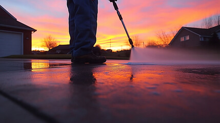 Sunset Driveway Pressure Washing
