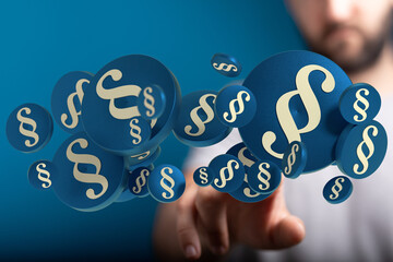 Abstract 3D rendering of paragraph symbols, ideal for legal or law related projects.