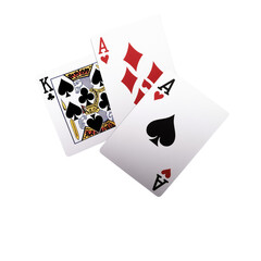 Two cards, one with the letter A and another card with spades and diamonds,isolated on a transparent background (2)