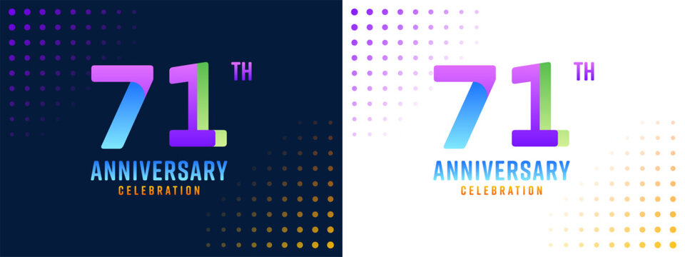 71th anniversary design, with colorful numbers, background, business