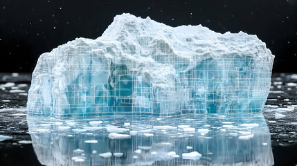 Massive Iceberg in Dark Polar Waters at Night