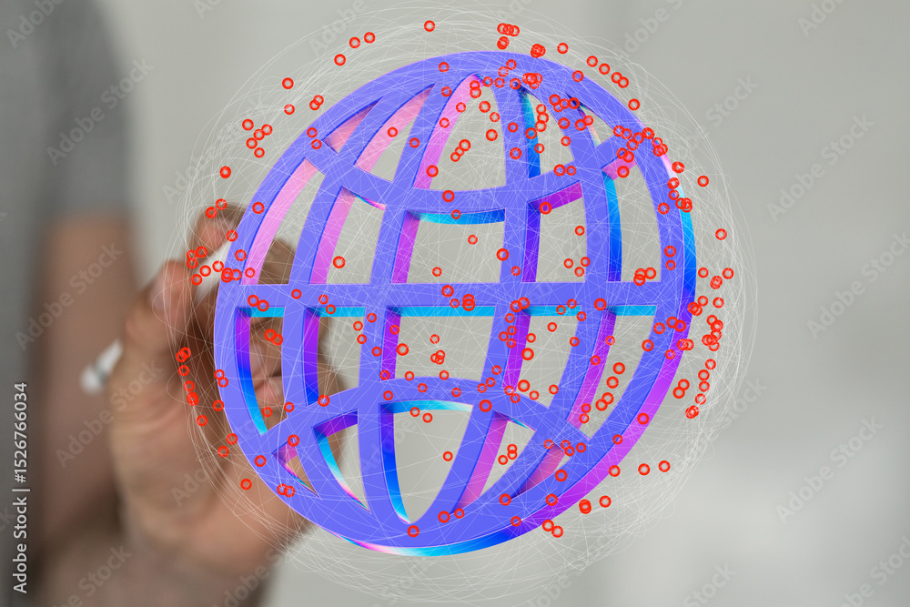 Fototapete Abstract image of a global network connection.  Perfect for technology, internet, and communication concepts.