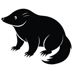Obraz premium Adorable black silhouette of a happy wombat