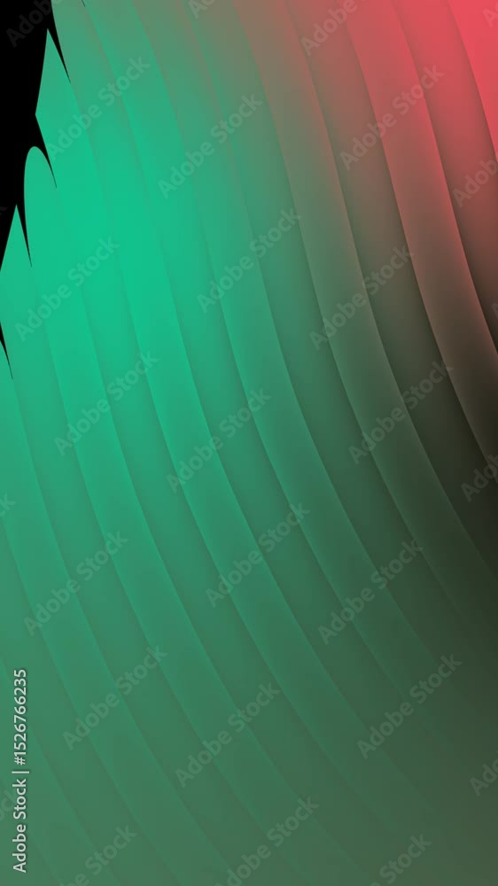 Poster vertical gradient curves with waves, abstract background featuring a dynamic blend of green, red, an