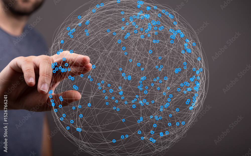 Poster Abstract image depicting global network, connectivity, and digital interaction.