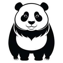 Fototapeta premium Adorable cartoon panda bear black and white illustration