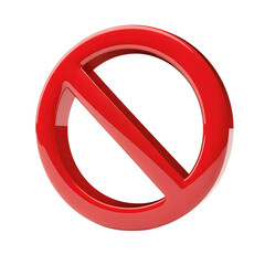 Fototapeta premium Glossy red prohibition sign isolated on transparent background