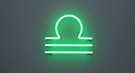 Glowing neon green libra symbol