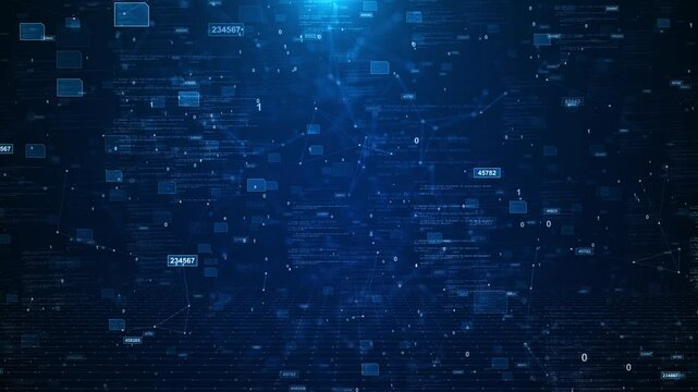 Technology data binary code network 3D data flood of modern digital Big data visualization. Machine learning algorithms. Analysis information Cybersecurity digital data futuristic technology internet