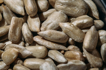 High Detail Macro of Roasted Edible Sunflower Seeds