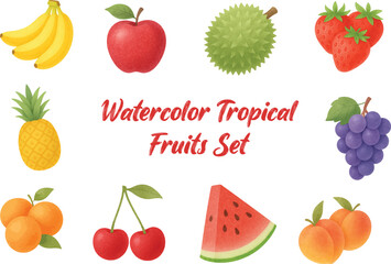 Watercolor Tropical Fruits Set
