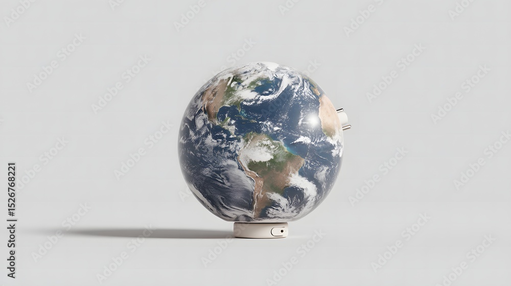 Poster hyper-realistic image of planet earth floating gracefully on a clean white background for educationa