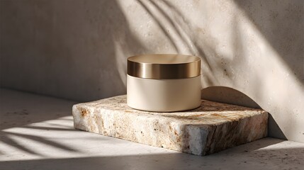 Sophisticated candle resting on a stone block featuring a minimalist design ideal for creating a relaxed atmosphere