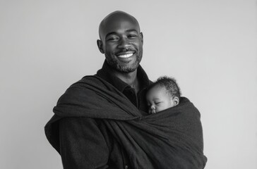 Photograph of a Black man with a bald head and short beard, smiling and wearing an all-black outfit. 