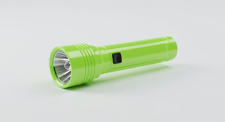Lime green flashlight on white background
