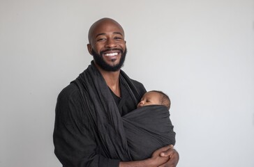 Photograph of a Black man with a bald head and short beard, smiling and wearing an all-black outfit. 