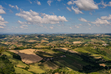 Marche. Spectacular summer landscape of the Marche hills. View from Ripatransone
