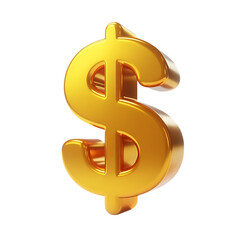 3d golden dollar sign isolated on transparent background