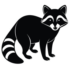 Obraz premium Black and white raccoon illustration cute animal
