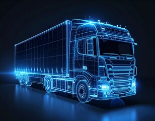 Futuristic truck wireframe