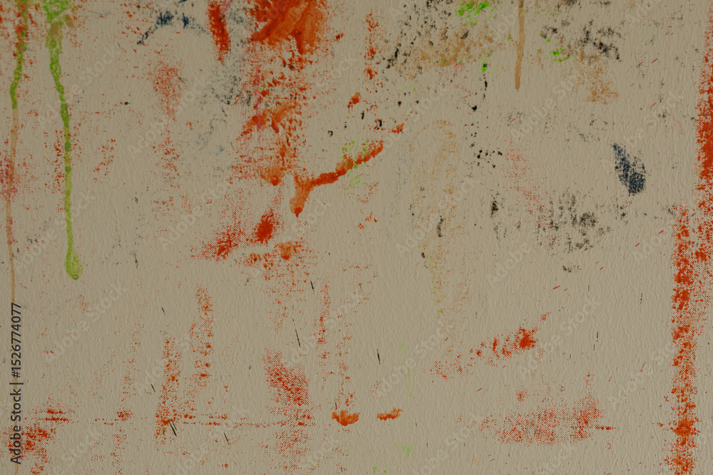 Poster High-resolution image of an abstract beige background with red and green paint splatters. Perfect for design projects.