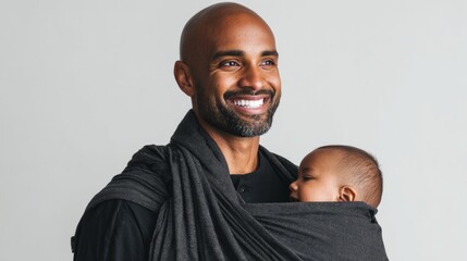 Photograph of a Black man with a bald head and short beard, smiling and wearing an all-black outfit. 