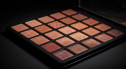 Fototapeta premium Warm-toned Eyeshadow Palette on Dark Background