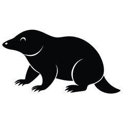 Fototapeta premium Black silhouette of a cute wombat animal