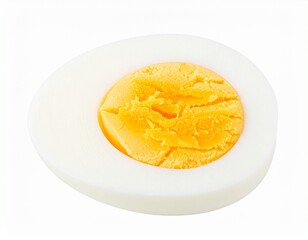 Half boiled egg with soft yolk and smooth white, isolated on white background.
