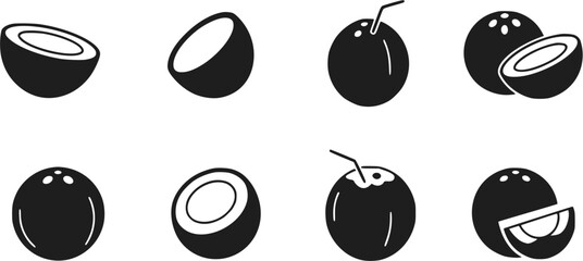 Coconut Silhouette Vector Set
