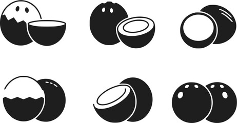 Coconut Icon Set - Simple Vector Illustration
