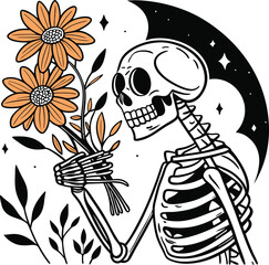 Vector illustration of a skull and crossbones symbol for art design