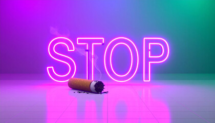 Neon Sign Stop Smoking Quitting Smoking for a Healthier Life