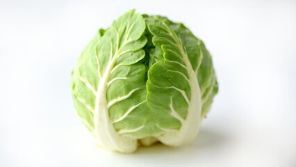 Fresh Green Cabbage on White Background for Culinary Use