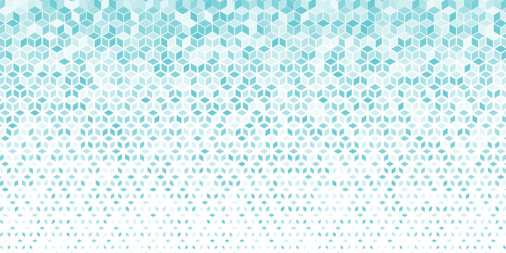 Abstract sacred geometry blue grid halftone cubes pattern. vector pattern